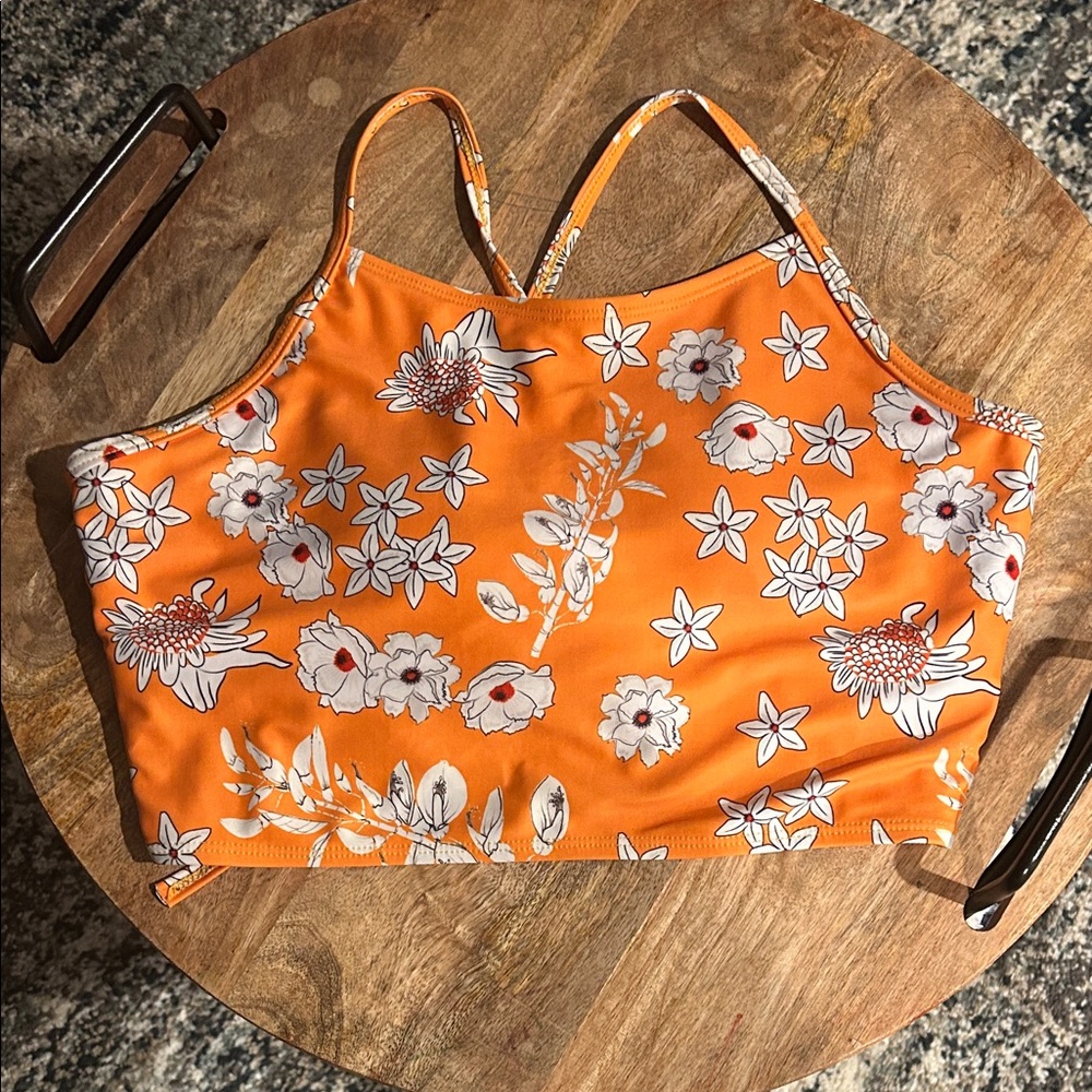 Zaful Orange Floral Swim Top